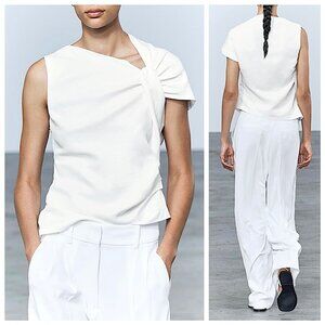 Zara White Asymmetric Blouse